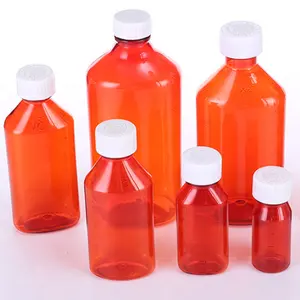Botol Oval cairan obat plastik Amber grosir kualitas tinggi 2OZ untuk bahan kimia