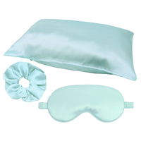 Ensemble de beauté en soie 3 en 1, taie d'oreiller en satin, masque pour les yeux, chouchou pour cheveux, kit cadeau pour les voyages et la nuit