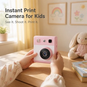 Fotocamera Istantanea D6 per Bambini con Schermo IPS da 2,4 Pollici, Video CMOS 1080p, Flash Integrato, Lenti Intercambiabili, WiFi e Giochi <span class=keywords><strong>Educativi</strong></span> - Product Image 1