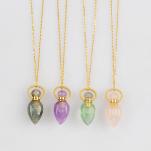 <span class=keywords><strong>Collana</strong></span> da donna in acciaio inossidabile con fiale di cristallo color Chakra - Product Image 2