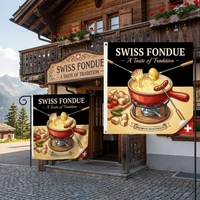 Drapeau promotionnel personnalisé en polyester non tissé pour fondue au fromage suisse, résistant aux UV, imprimé numériquement pour l'extérieur