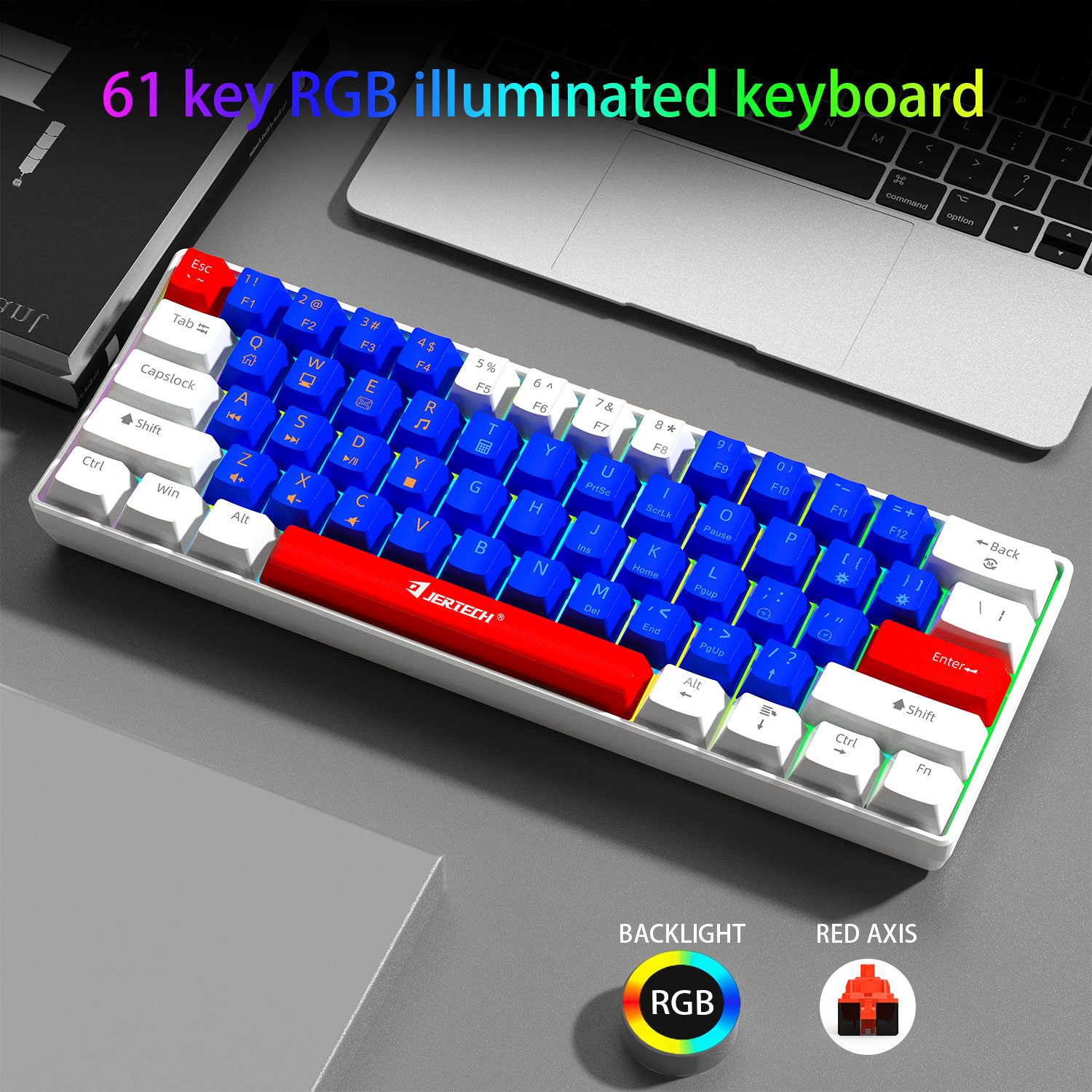 Nuevo teclado JK540 llegado blanco y azul