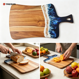 Tablas de Cortar de Resina Epoxi y Madera de Acacia con Diseño de Olas Oceánicas Azules, Personalizadas con Logotipo Grabado, Alta Calidad, Bajo MOQ, Populares - Product Image 4