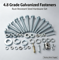 Kit de Surtido de Herrajes de Acero al Carbono Galvanizado Grado 4.8: Pernos Hexagonales, Tuercas, Arandelas Planas y de Resorte, Antioxidantes