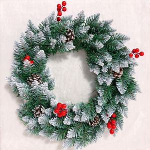 Christmas Red Pine Cone White Paint <b>Wreath</b> Christmas Holiday Decoration <b>Wreath</b> <b>Ring</b> Door Hanging Christmas Tree <b>Wreath</b> Rattan - Product Image 1