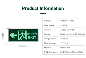 Wall Mounted Indoor Stair Iron Body 3W <b>Rechargeable</b> <b>Led</b> Fire Exit Sign Emergency <b>Lights</b> - Product Image 4