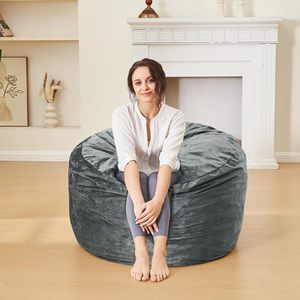 2025 diseño moderno de espuma viscoelástica comprimida <span class=keywords><strong>barato</strong></span> suave terciopelo negro gigante adulto PUF silla cubierta sofás con <span class=keywords><strong>relleno</strong></span> - Product Image 4