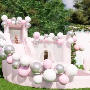 Надувной детский парк развлечений белый мини-батут замок пастельный Радужный дом для детей дешевые большие батуты