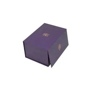 Small purple folding square cardboard shoe packaging foldable hat hard collapsible cloth box design with lids