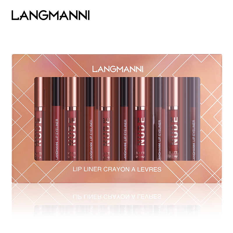 12 матовых водостойких косметических средств для макияжа губ, блеск для губ, набор подводки для губ