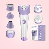 Épilateur électrique 7-en-1 transfrontalier IPX7 alimenté par USB pour femme, brosse de massage et de nettoyage pour l'épilation des aisselles et des jambes