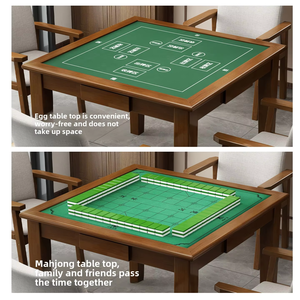 Mesa de comedor y tarjeta de madera maciza multifuncional y duradera moderna, mesa de Mahjong para el hogar de color nogal para uso en la sala de estar - Product Image 6