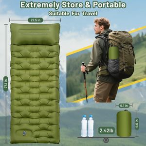Colchoneta <span class=keywords><strong>Inflable</strong></span> Ultraligera Impermeable de TPU y Fibra de Poliéster Pura, Extra Gruesa, con Bomba de Pie Integrada, Portátil para Camping - Product Image 3