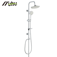 Ensemble de douche chromé en gros, moderne, mural, barre de douche réglable avec pomme de douche pluie et pomme de douche à main