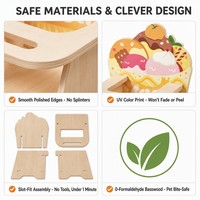 Chaise d'entraînement en tilleul pour hamster Sugar Glider, contreplaqué 6 mm, sans formaldéhyde, support d'alimentation en forme de cornet de glace, 149,5x110x122mm
