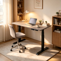 Bureau debout électrique motorisé à hauteur réglable avec cadre de levage à 3 niveaux – Bureau informatique moderne et minimaliste pour usage commercial et domestique