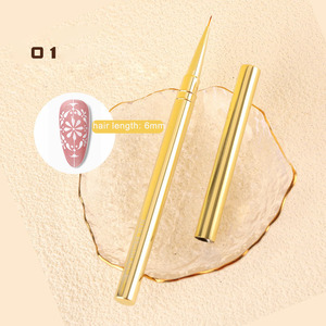 Pinceaux à ongles professionnels de salon avec logo personnalisé, manche en métal doré de qualité supérieure, pour liner, gel français et peinture ombrée - Product Image 6