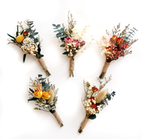 Mini bouquet de fleurs séchées, roses d'Aeonium, corsages multi-têtes, bulles mixtes, boutonnières, véritable eucalyptus, pampas, petits cadeaux