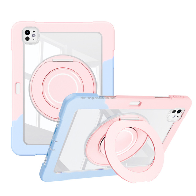 Anti-Drop Rugged Protective Silicon+PC Tablet Case with Pen Holder for Ipad Air 11/Air 6 2024 360 Rotation