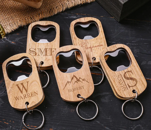 Cá nhân mở chai bằng gỗ Keychain tùy chỉnh chạm khắc mở chai bằng gỗ Một món quà cho bạn trai hoặc một món quà đính hôn - Product Image 2