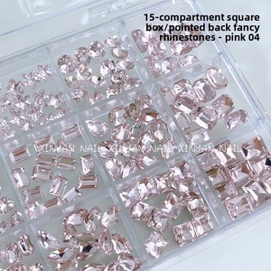 Strass pour Nail Art, 15 compartiments, en résine transparente, à fond pointu, de différentes formes, assortiment de diamants pour ongles - Product Image 3
