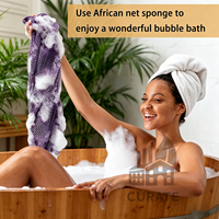 Éponge exfoliante en nylon pour le corps, avec logo personnalisé, en forme de filet africain, pour la douche et le nettoyage corporel, serviette de lavage, brosse corporelle
