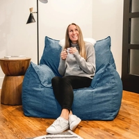 Fauteuil pouf géant bleu moderne et confortable, mobilier de salon