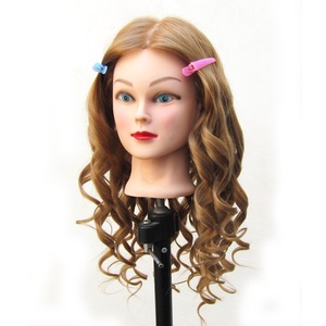 Cosmetología 100% cabeza de Maniquí de entrenamiento de cabello humano, venta al por mayor peluquería de práctica de salón africano americano con hombros - Product Image 1