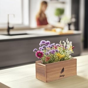 Grand kit <span class=keywords><strong>de</strong></span> jardinage d'intérieur avec mélange <span class=keywords><strong>de</strong></span> fleurs sauvages Jardinières en toile <span class=keywords><strong>de</strong></span> jute Boîte en bois pour patio Fleurs <span class=keywords><strong>vivaces</strong></span> Comprend des outils essentiels - Product Image 6