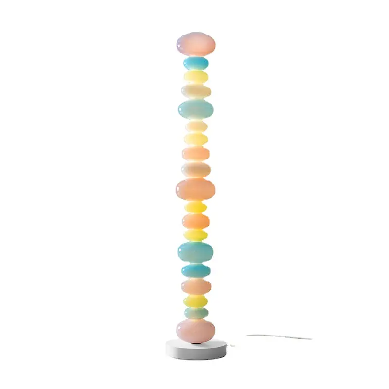 현대 귀여운 사탕 끈 무지개 led 플로어 램프 창조적 인 마카롱 소녀 침실 유리 분위기 플로어 램프