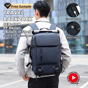 Sac à dos de voyage unisexe en cuir PU avec logo personnalisé, port de charge USB, imperméable, <span class=keywords><strong>l</strong></span>éger, poche latérale, capacité de 16 <span class=keywords><strong>L</strong></span>, approuvé pour les vols - Product Image 1