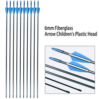 Arc recurvé pour enfants, flèches en fibre de verre de 6 mm avec plumes en caoutchouc, tête de sécurité en plastique, 30 pouces, jouet de tir professionnel
