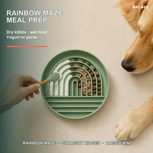Wholesale Rainbow Suction Silicone Dogs <b>Cats</b> Slow <b>Feeder</b> Bowl Food Grade Pet Feeding Plate Anti-Gulping Anti-Choking Waterproof - Product Image 3