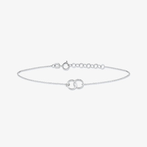 Pulsera Minimalista de Plata de Ley 925 con Dijes, Anillos Dobles Circulares, Pulseras Lisas Chapadas en Oro para Mujer - Product Image 4