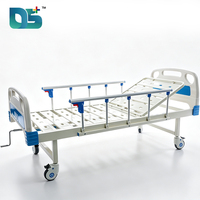 Cama de Hospital Manual Ajustable con una Función, Cromada, con Manivela, ABS, Barandillas Plegables de Aleación de Aluminio, 4 Ruedas Silenciosas