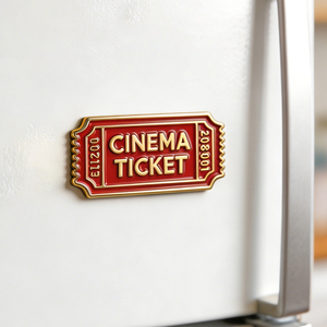 Aimant de réfrigérateur en métal unique, forme de ticket de cinéma personnalisé, décoratif, logo personnalisé, souvenir, cadeau, objet de collection pour cinéma - Product Image 2