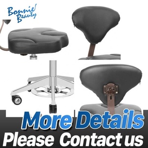 Round Wooden & <b>Leather</b> Modern Beauty Salon bar <b>Stool</b> - Product Image 5