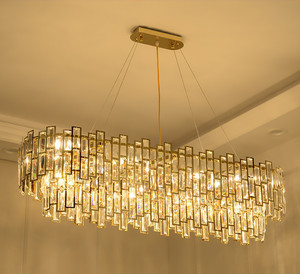 Đèn Chùm Pha Lê Thép Vàng Trang Trí Khách Sạn Sang Trọng Hình Chữ Nhật Cho Trung Tâm - Product Image 4