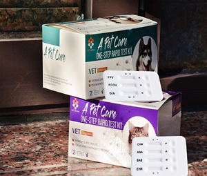 Kit de test de diagnostic des maladies animales, combinaison canine parvovirus + CCV + Giardia + Rotavirus/CPV + CCV + GIA + CRV Ag Test