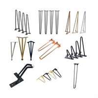 Meuble de Table, chaise de bureau, pieds en épingle à cheveux 3 tiges café industriel Chrome or en fonte café salle à manger en métal pieds de Table en épingle à cheveux