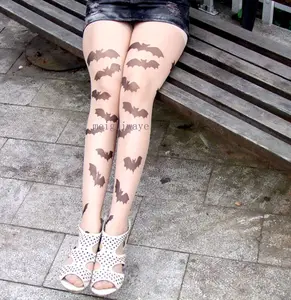 customized various floral patterns printed tattoos cartoon cute sexy pantyhose woman transparent silk soft tights