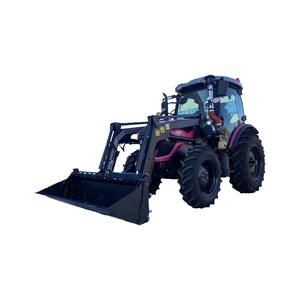 Mesin Pertanian impor kecepatan ganda PTO 4x4 4WD Front End Loader traktor pertanian 12F + 12R AC kabin 100hp roda traktor - Product Image 3