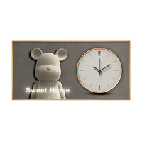 Kotak Meter listrik beruang boneka Fashion Modern menutupi lukisan dekorasi Flip Up rumah tersembunyi Switch dengan Dekorasi Jam Dinding