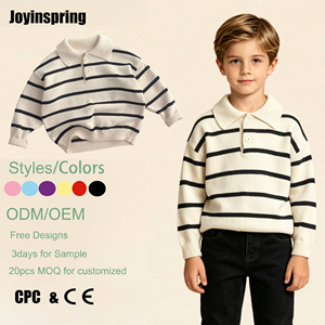 <span class=keywords><strong>Pull</strong></span>-over Polo Rayé Basique Élégant à Manches Longues pour Garçons et Filles avec Bordure Côtelée Confortable – Vente en Gros - Product Image 1