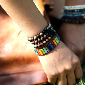 สร้อยข้อมือหนังประดับลูกปัดหินฝ้า 6 มม. พร้อมจี้รูปหัวใจ สำหรับเป็นของขวัญเครื่องประดับ - Product Image 3