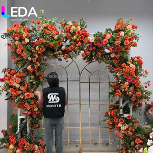 ซุ้มดอกไม้แต่งงานสีส้ม LEDA พร้อมพรมดอกไม้ประดับตกแต่งฉากหลังเวที - Product Image 6