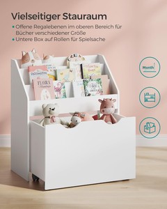 Étagère à livres pour enfants <span class=keywords><strong>SONGMICS</strong></span> à 3 niveaux avec roulettes, multifonctionnelle, en bois et tissu laqué, pour chambre d'enfant et salle de jeux - Product Image 6