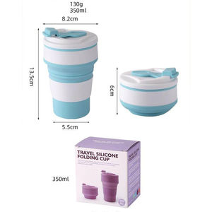 IStapromo Gifts Tasses de voyage et de camping pliables en silicone avec couvercle, 350 ml et 500 ml, Tasses à thé et soucoupes, Gobelet pliable - Product Image 6