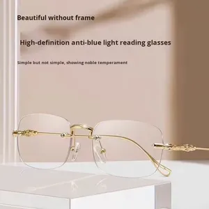 Lunettes de lecture d'affaires sans cadre Loris modèle 208 haute définition Anti-bleu clair bleu lentilles Anti-fatigue haut de gamme véritable - Product Image 4