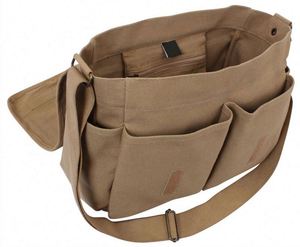 Sac à bandoulière vintage en nylon personnalisé pour hommes et femmes, sac messager classique, grand sac à bandoulière pour affaires, sac à bandoulière quotidien, fabriqué en usine BSCI - Product Image 3